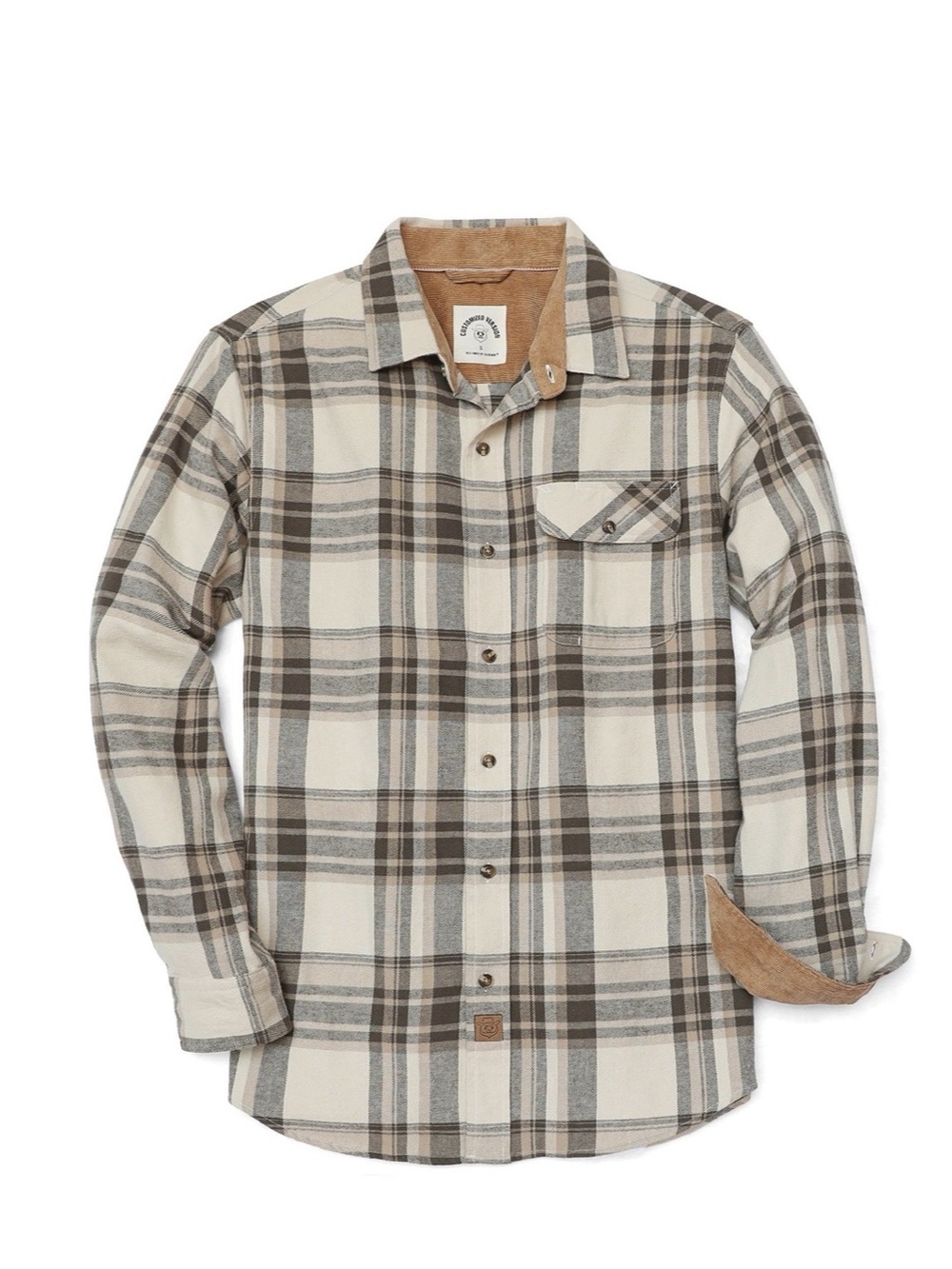 Dubinik Customized Version Plaid Flannel Shirt w/Corduroy Cuffs  XL Tall NWT